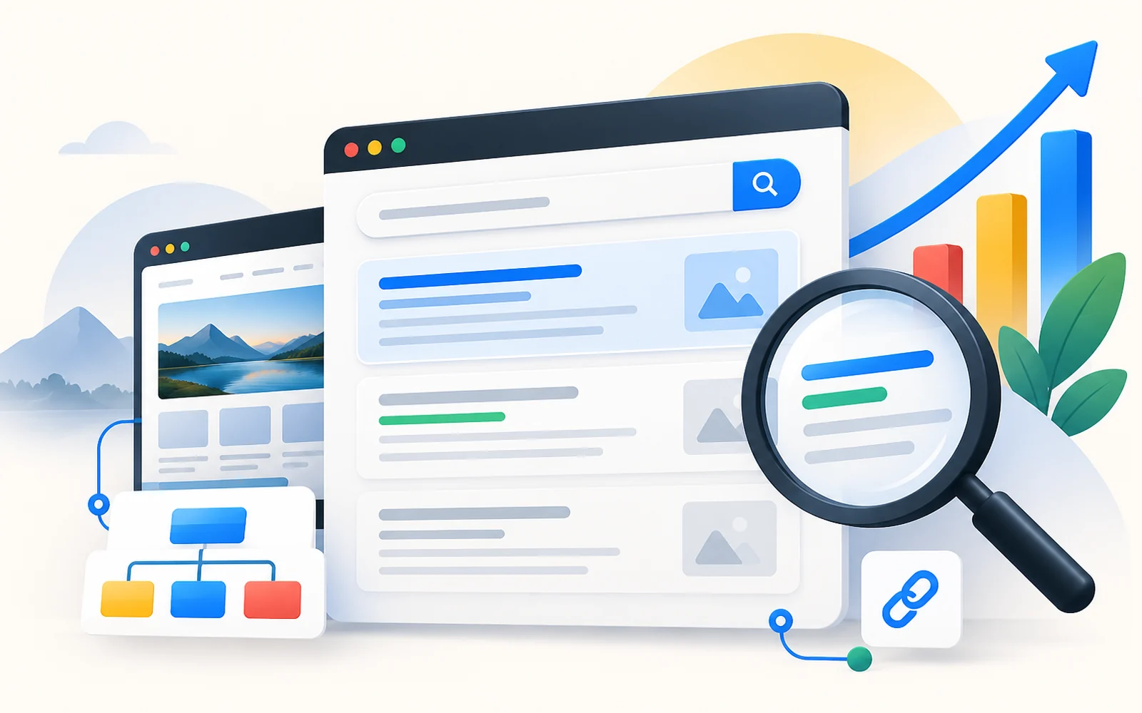 Website search visibility and SEO optimisation concept