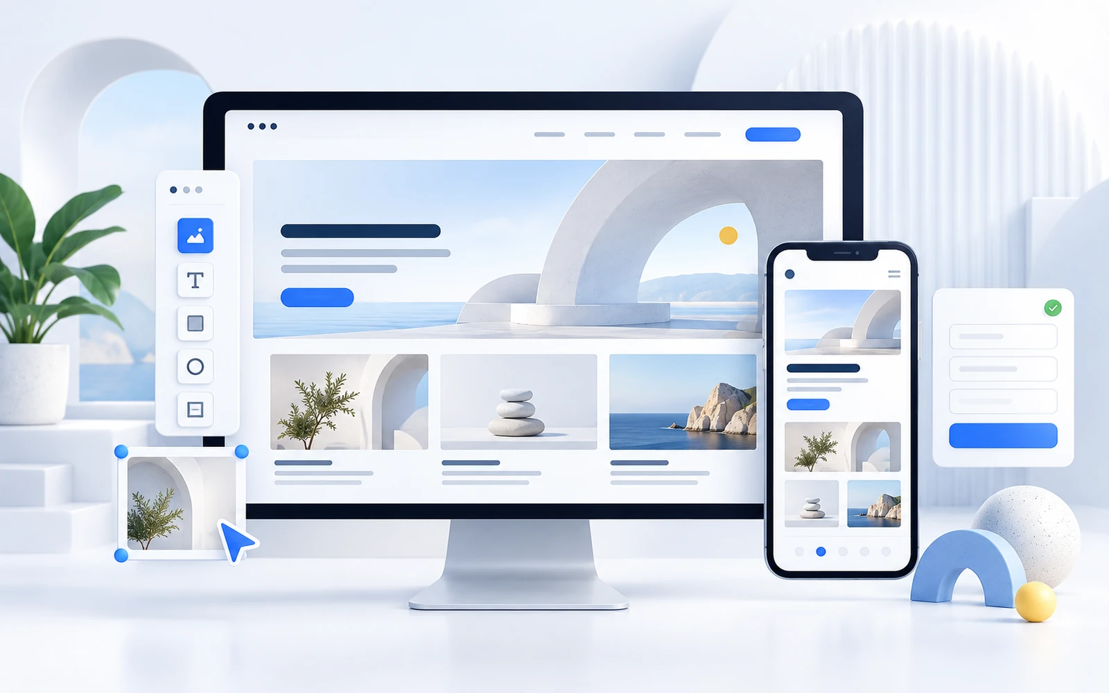Squarespace website design, page structure and mobile presentation concept