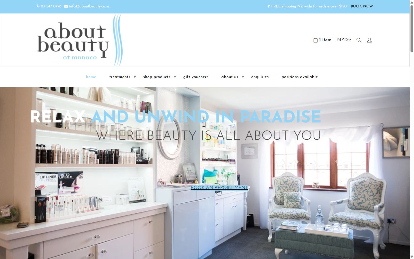 About Beauty ecommerce website