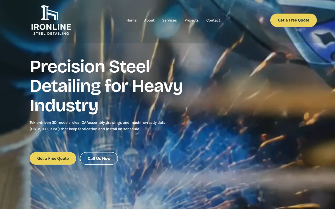 Ironline Steel Detailing website homepage