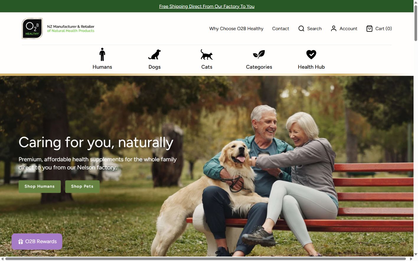 O2B Healthy ecommerce website