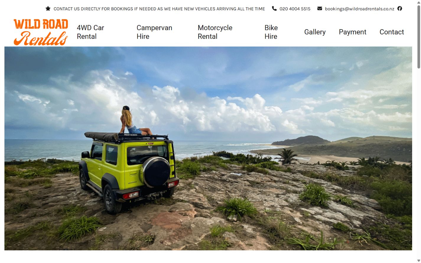 Wild Road Rentals website